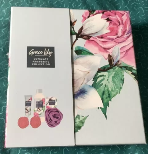 Grace Lily Ultimate Pampering Collection Bath Creme Hand Cream Soap Shower Puff