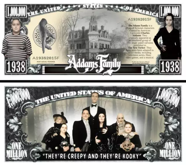 La FAMILLE ADDAMS Billet MILLION DOLLAR US Série Horreur Humour Fantastic Adams