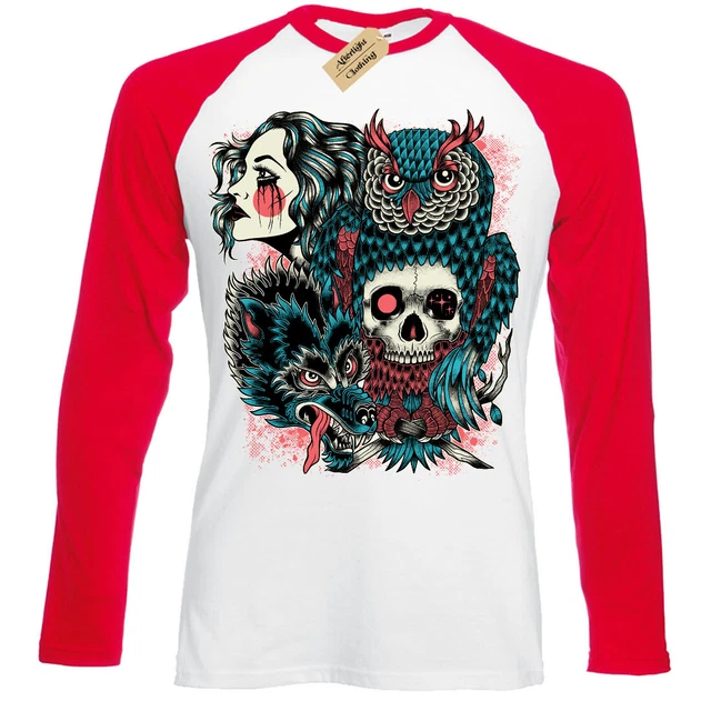 Wild Nativo T-Shirt Tribale Donna Teschio Uomo Baseball