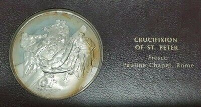 Franklin Mint Genius of Michelangelo PF .925 Silver Medal-Crucifixion /St. Peter