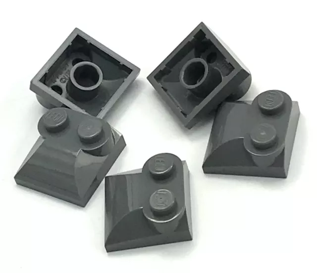 Lego 5 New Dark Bluish Gray Bricks Modified 2 x 2 x 2/3 Two Studs Curved Sloped