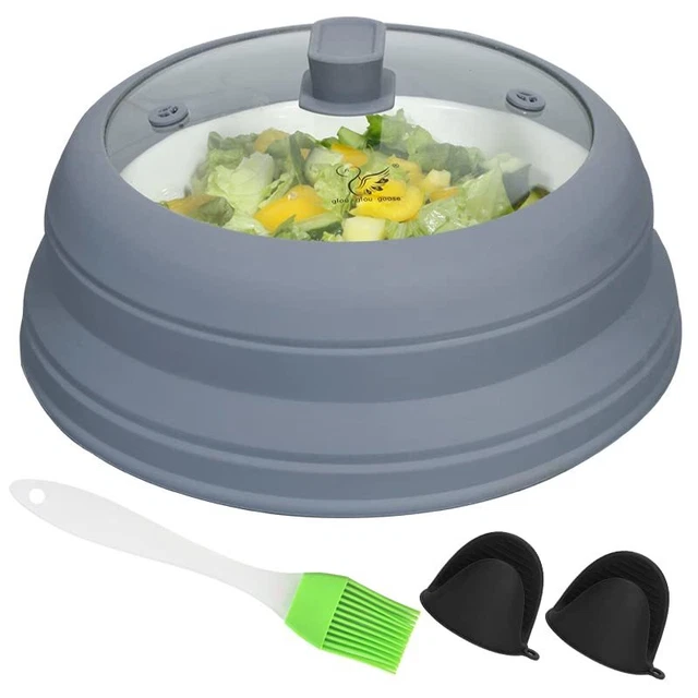 Microwave Cover for Food Collapsible Plate Cover Lid with Easy Grip Handle Safe