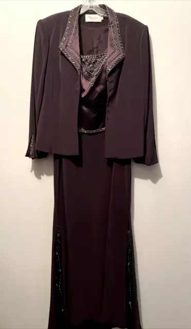 Mon Cheri Formal Mother of the Bride Dress Bronze Brown with jacket size 16p