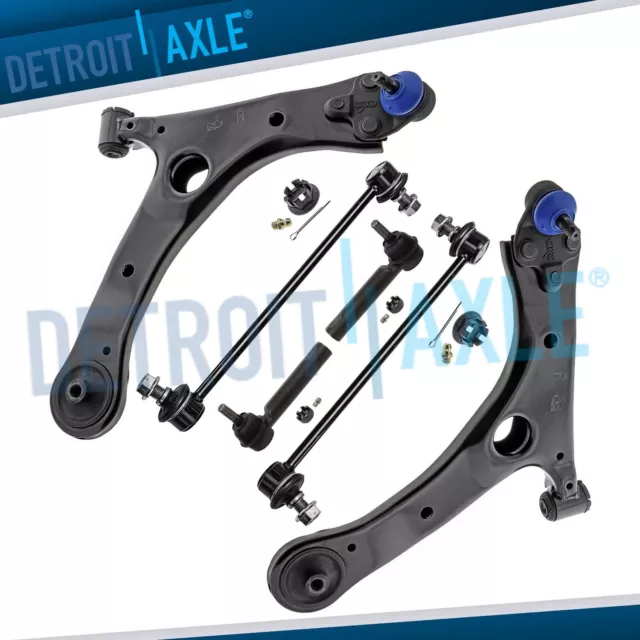 6pc Front Lower Control Arms + Tie Rods + Sway Bars for 2014-2019 Toyota Corolla