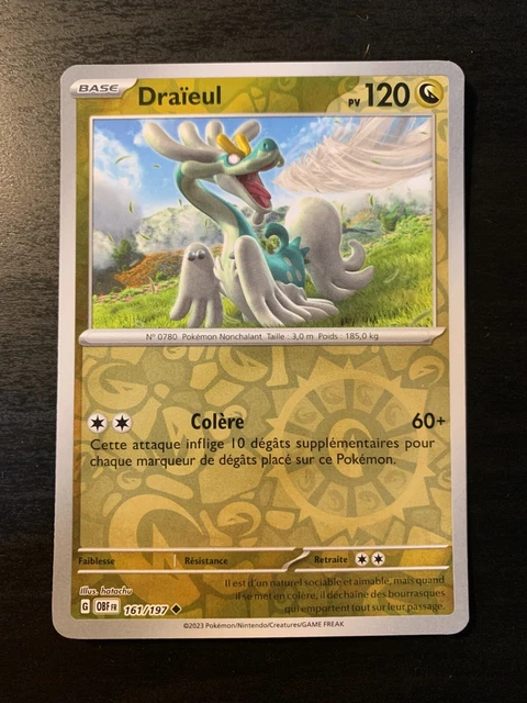 CARTE POKÉMON REVERSE Draïeul 161/197 OBF Flammes Obsidiennes FR NEUF ...