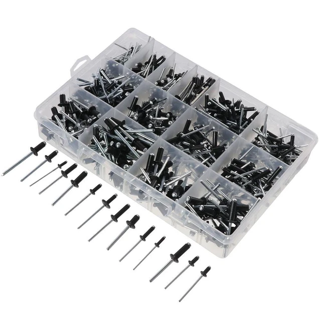 500pcs Large Flange Blind Rivets Assortment Kit Aluminum Black Rivets  Pipes