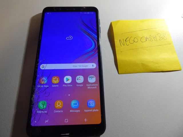 A134 - TELEPHONE Samsung A7 2018 64 Go * Defaut * (Ecran Fissure) EUR