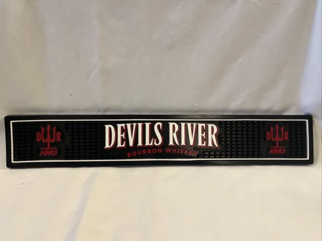 Devil's River Whiskey Bar Rail Spill Mat 21"x3.5" Black White Red