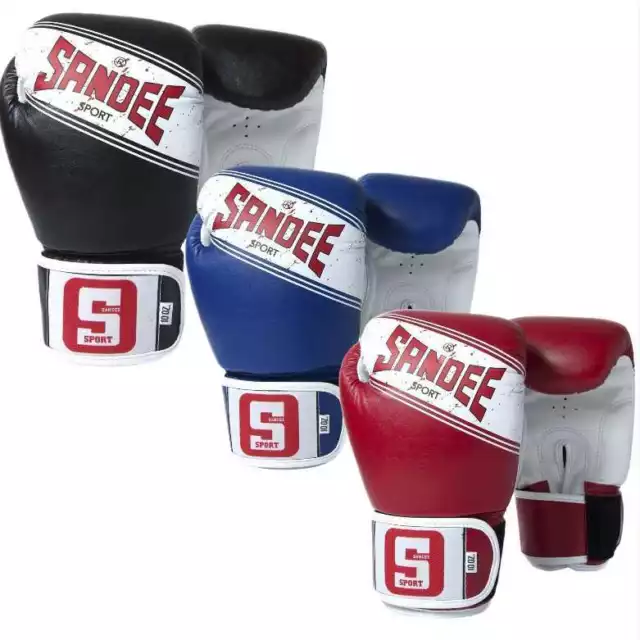 Sandee Sport 2 Tone PU Boxing Gloves Muay Thai Mens Sparring Fight