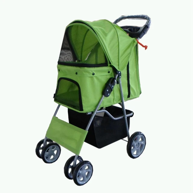 FoxHunter Pet Travel Stroller Pushchair Pram Green For Dogs Puppy Cat 4 Wheels