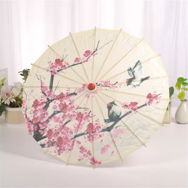 Chinese Silk Cloth Classical Art Umbrella Oil Paper Plum Blossom Retro Style