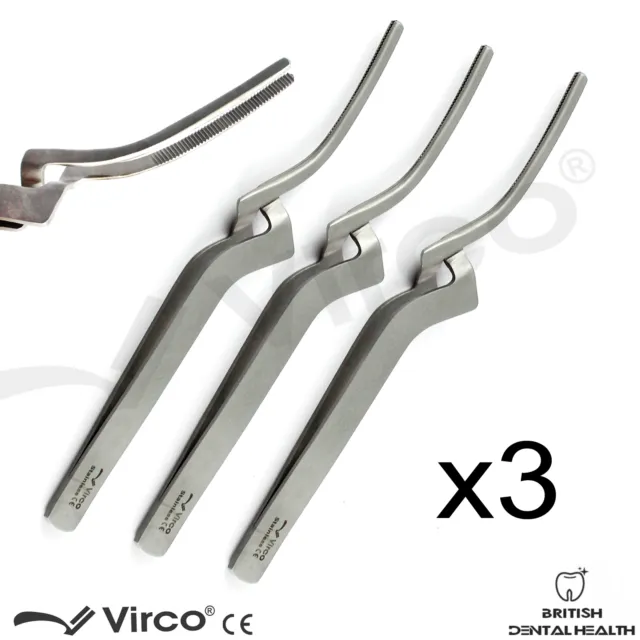3X Miller Articulating Paper Holder Grasping Forceps Curved Offset Dental Ortho