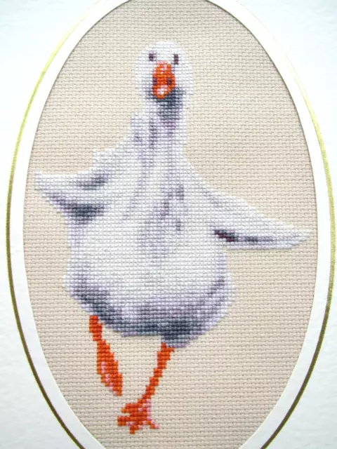 Duck -Hand Stitched Ex  Large Cross Stitch Card - SALE 3