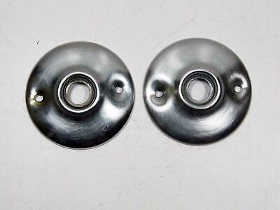 Two Matching Vintage Door Knob Rosettes Forged Brass Chrome Finish Free Ship