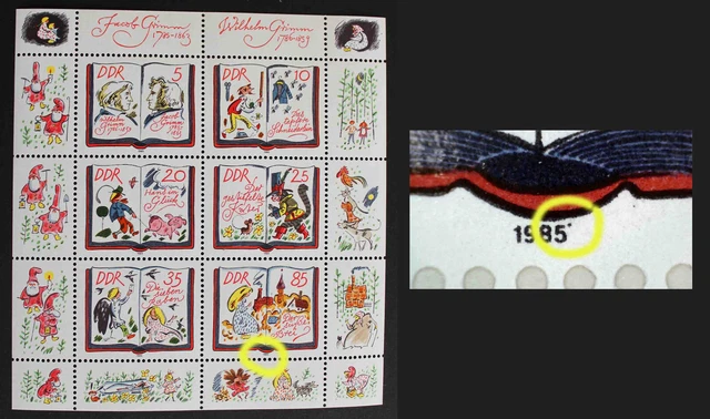 DDR 1985 MiNr. 2987-2992 KB mit Plattenfehler 2992 III (nach Richter) postfrisch