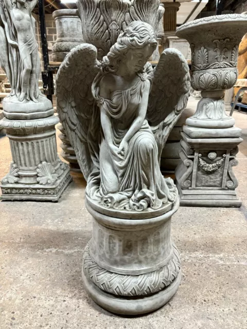 Stunning Angel Statue with Pedestal ,large wings,concrete stone garden ornament