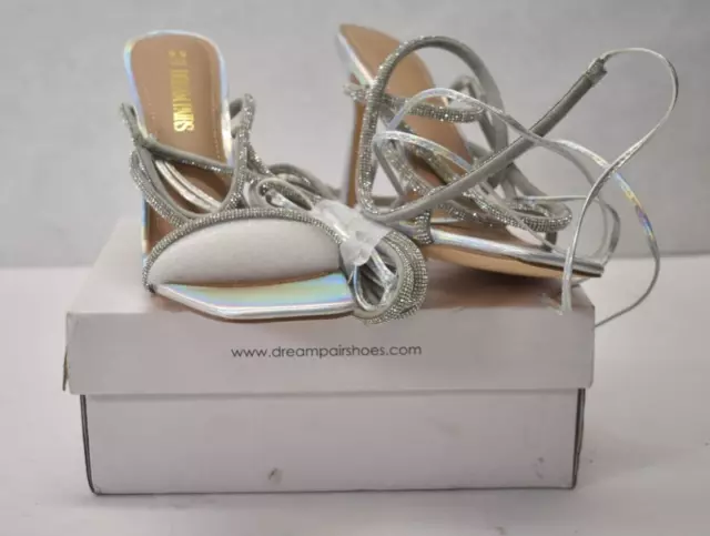 Dream Pairs Womens Silver High Heels Stilettos Strappy Gladiator Size 8-1/2