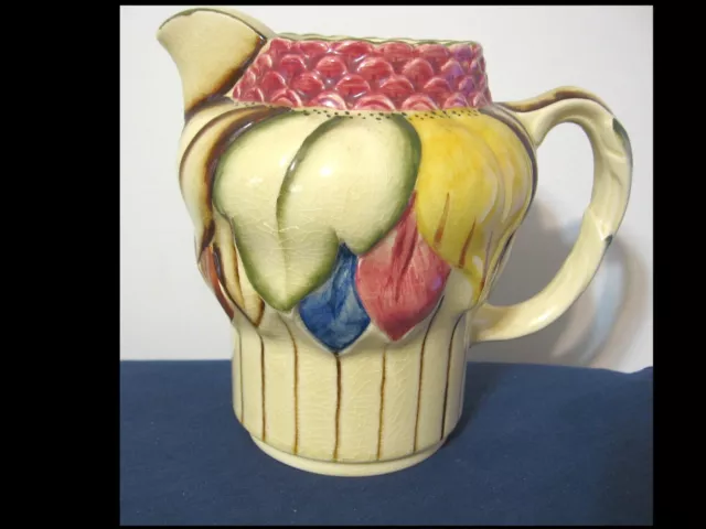 H.J Wood Inc. Burslem England Gorgeous Hand Painted Earthenware Pitcher Floral