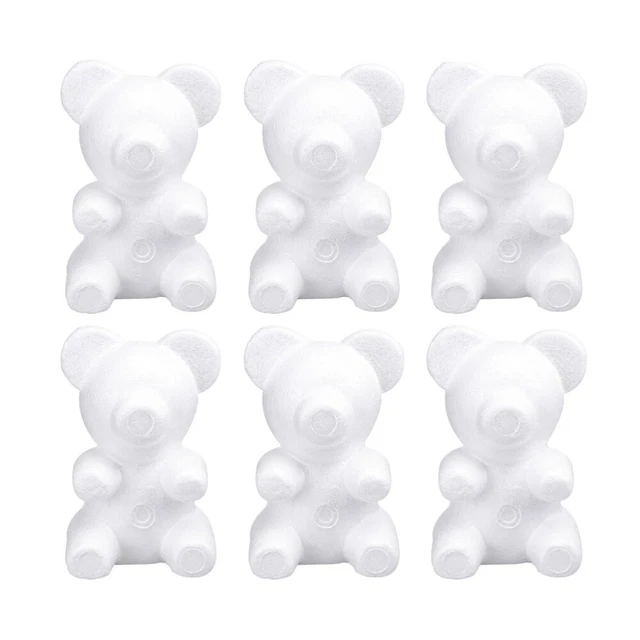 Osos blancos 20 cm formas oso sentado modelado poliestireno para proyectos hágalo usted mismo 6 piezas