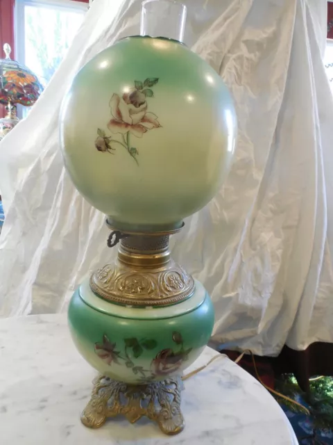 Vintage Victorian Style Glass Lamp Glass Gone With The Wind