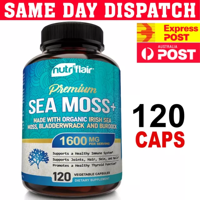 Nutriflair ORGANIC IRISH SEA MOSS 1600mg 120 Capsule PREMIUM GRADE Free Post