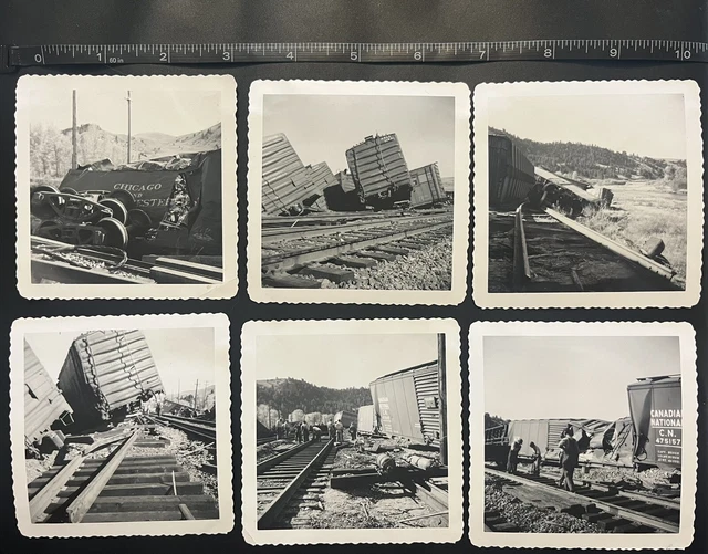 Original Photograph Lot Railroad Train Engine Chicago & North Western Wreck