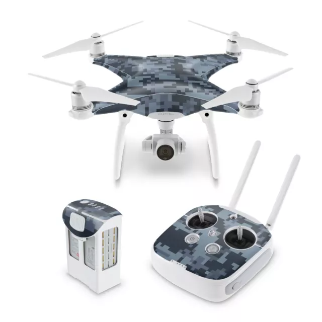 DJI Phantom 3 4 Pro Aufkleber Skin Vinyl  + Akku Skins Folie Wrap Navy Camo