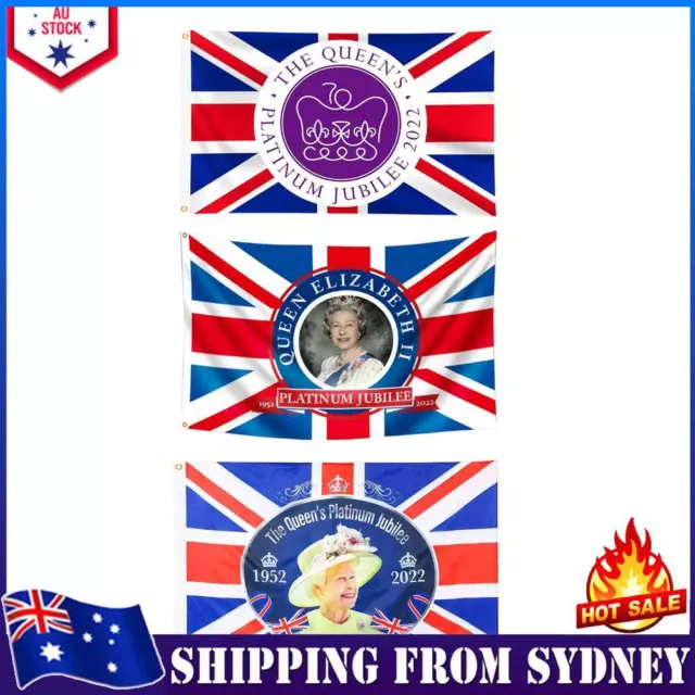 Queen Platinum Jubilee Flag - Polyester Queen Elizabeth Party Flag 5ft X 3ft