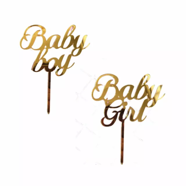 Baby Boy Baby Girl Cake Topper Acrylic Gold Mirror Baby Shower Gender Reveal AUS