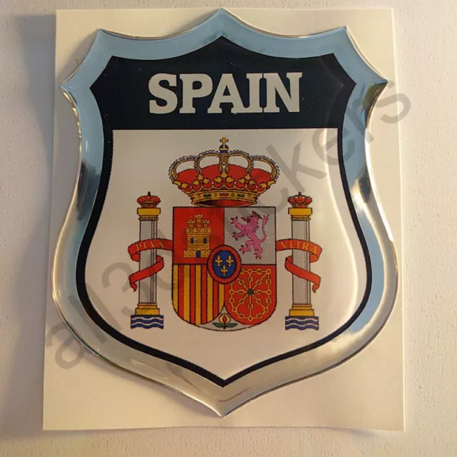 Pegatina España Escudo de Armas 3D Emblema Vinilo Adhesivo Resina Relieve Coche