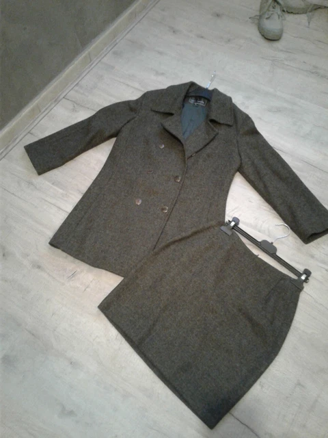 Tailleur Veste Et Jupe Cacharel Vintage Années 80 - 100% Laine Couleur Rouille Taille 38