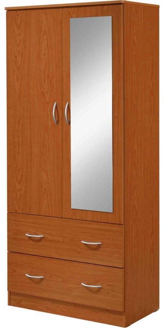 Armoire Wardrobe 2-Door With Mirror and Drawers Cherry Wood Composite 71. 6 in. Armoire Wardrobe 2-Door With Mirror and Drawers Cherry Wood Composite 71. 6 in.