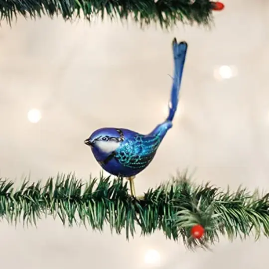 Old World Christmas FAIRY WREN Clip-on Bird Glass Ornament