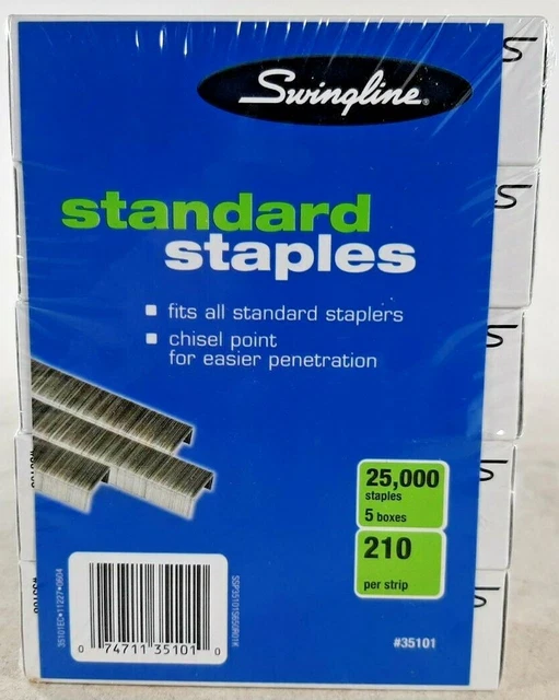 STAPLES SWINGLINE STANDARD Staples 25,000 count Chisel Point New 10.46