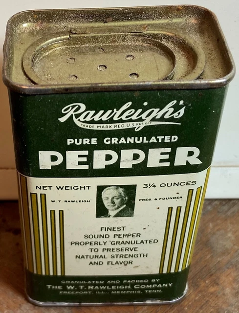Rawleigh's Pure Granulated Pepper 3 Ounce Spice Tin 1950's Full