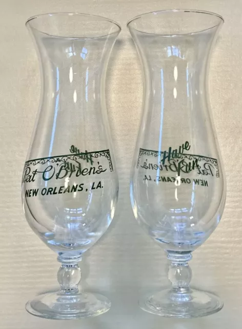 Set of 2 Pat O’Briens  New Orleans 10" Souvenir Hurricane Glasses