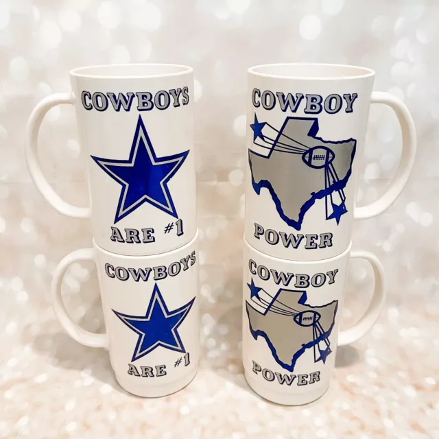 Vintage Lot NFL Dallas Cowboys Plastic Mug Cup Handles Stackable Cowboy Power #1