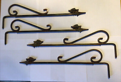 Four Antique Brass Swing Arm Adjustable Curtain Rods,