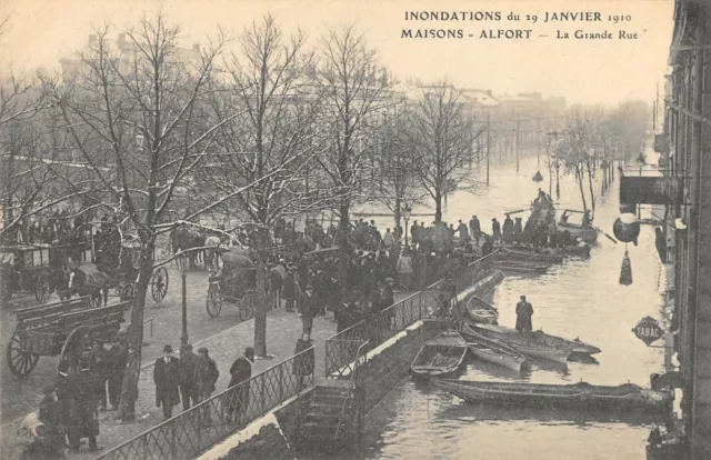 Cpa 94 Houses Alfort Floods 1910 La Grande Rue