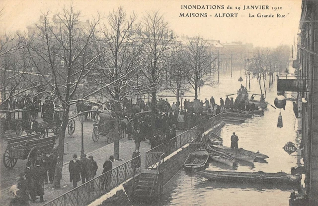 Cpa 94 Maisons Alfort Inondations 1910 La Grande Rue