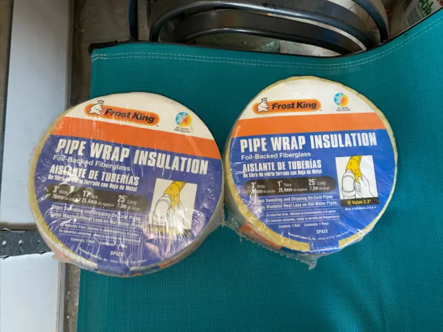 3 In. X 25 Ft. Foil Backed Fiberglass Pipe Wrap Insulation BRAND NEW CHEAP!!