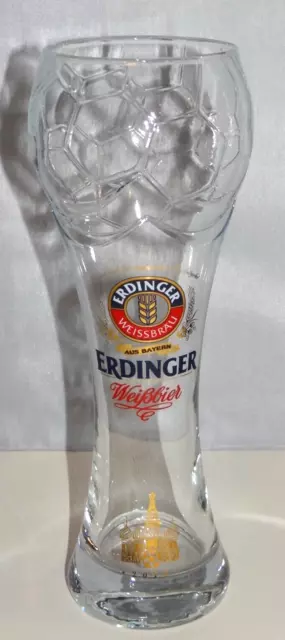 ERDINGER WEISSBRAU Tall WEISBIER Beer Glass Gold Rim .5l 2018 Soccer Ball