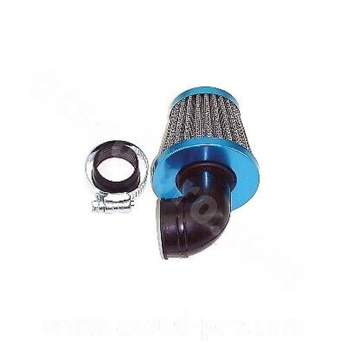 Filtre à Air TNT Racing Coudé 90° Bleu – Maille Acier Inox, Raccord 28/35 Mm – Débit Max Pour Scooter & Moto