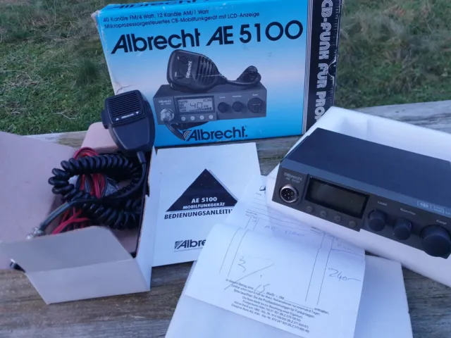 Radio Albrecht AE 5100 CB para PROFESIONALES NUEVO EMBALAJE ORIGINAL RARO CB RADIO MÓVIL LCD FM AM EXCELENTE