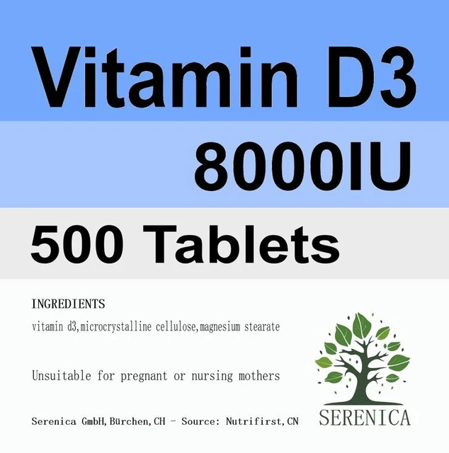 Vitamin D3 8000IU x 500 Tablets