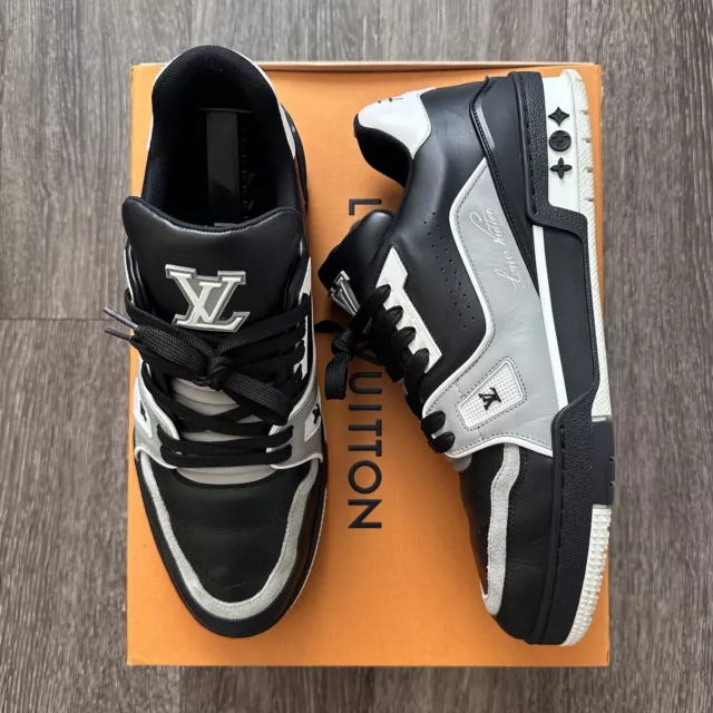 LOUIS VUITTON LV “Virgil Abloh” Trainer Sneakers Black Suede Size