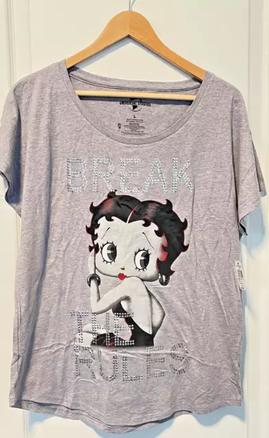 Universal Studios Betty Boop Ladies T-Shirt Break The Rules Size LARGE