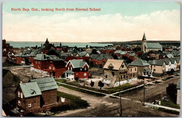 Postcard North Bay Ontario c1910s Looking North From Normal School Nippising