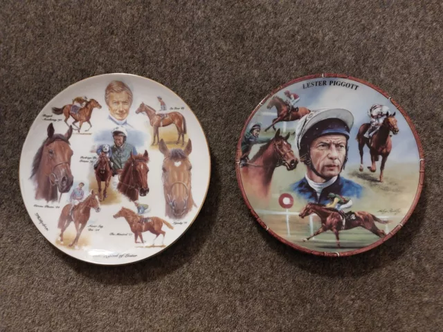 Lester Piggott Royal Worcester  Plate by Melvyn Buckley + Legend Of Lester