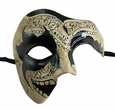 Mask from Venice Ghost Opera Party Death Black White Skull Sugar Calavera 1434